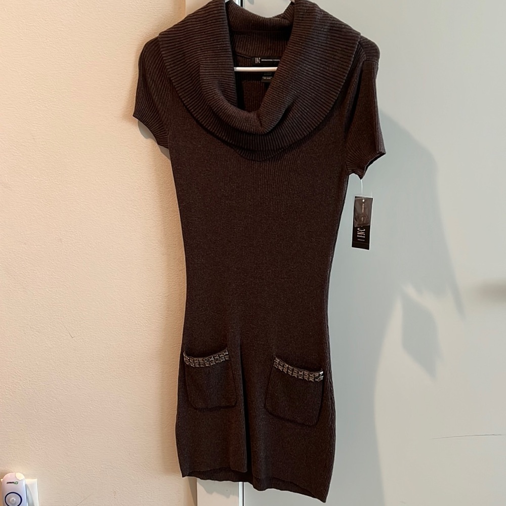 Brown cowl neck sweater dress- NWT